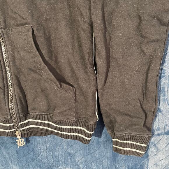 Vintage 2000s BCBG MaxAzria Black Full Zip Embroidered Hoodie Womans Size M - Picture 2 of 7